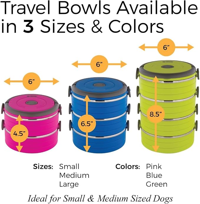 Healthy Human Travel Pet Bento Bowls, 3 Pack, Green