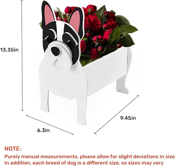White French Bulldog Dog Planter Pots, Animal Shaped Flower Pot