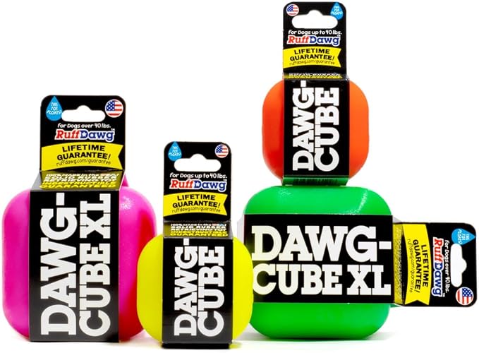 Ruff Dawg Cube XL 3.5 Indestructible Dog Toy, Pink – Heavy-Duty Rubber Fetch & Chew Toy for Aggressive Chewers – Erratic Bounce, Floats, BPA & Latex Free – Made in USA
