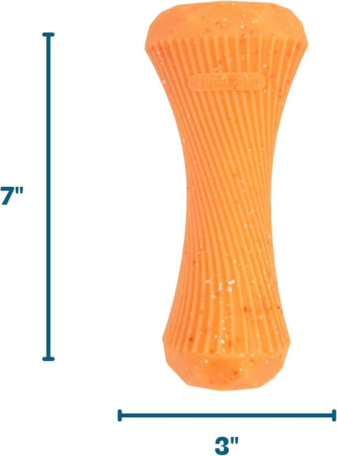 Flex-Force Stick Dog Toy & Treat Stuffer for Chew & Fetch, Floats in Water, Honey-Peach Scent for Sensory Play, Moderate Chewers, Medium & Large Breeds (25-100+ lbs), 7"