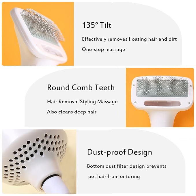 2 in 1 Pet Hair Dryer Dog Dryer with 3 Quiet Heat Settings for Short & Long Haired Dogs Grooming Kit Dog Bathing Supplies with Smooth Brush for Small and Medium Dogs and Cats (Green)