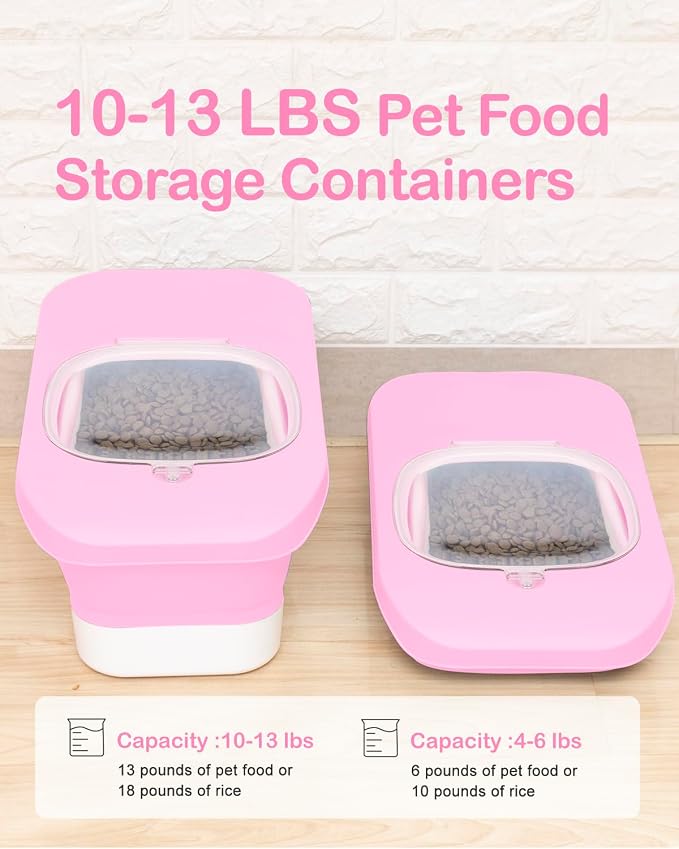10-13 Lbs Airtight Dog Food Storage Container, 13 Lbs, Pink