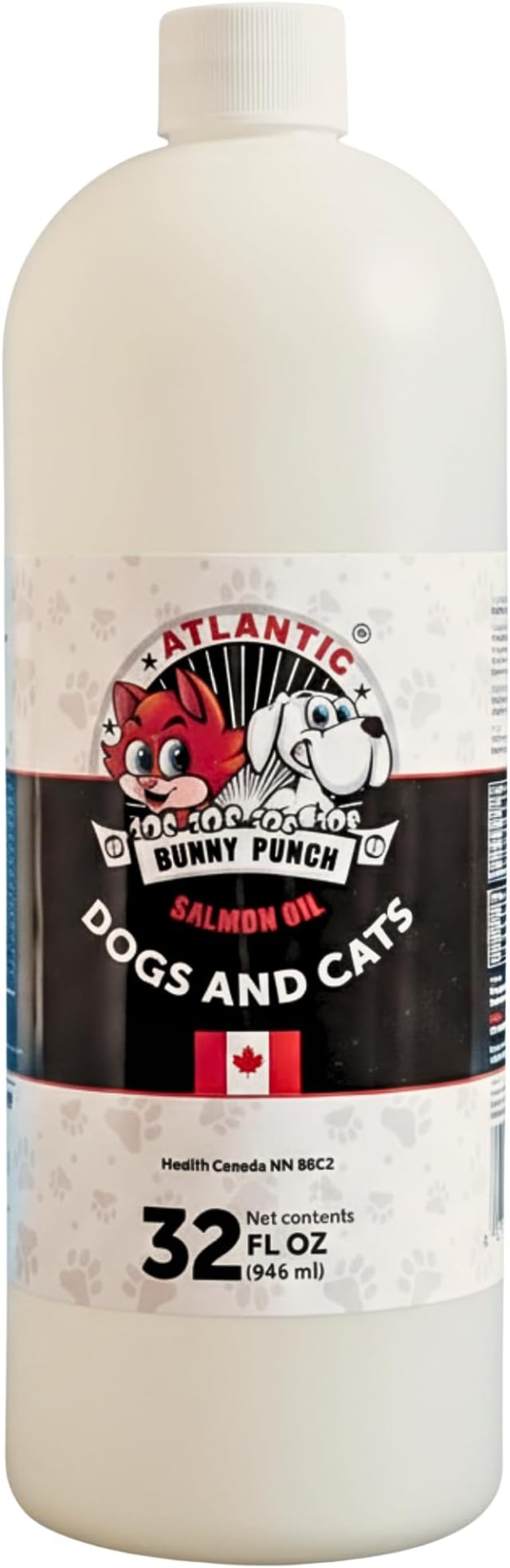 Bunny Punch Pure Atlantic Salmon Oil for Dogs & Cats - Liquid Food Topper - 32 oz