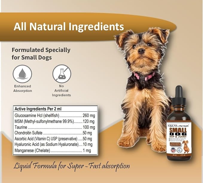 NODENS Small Dog Hip and Joint Liquid Glucosamine for Dogs with Chondroitin