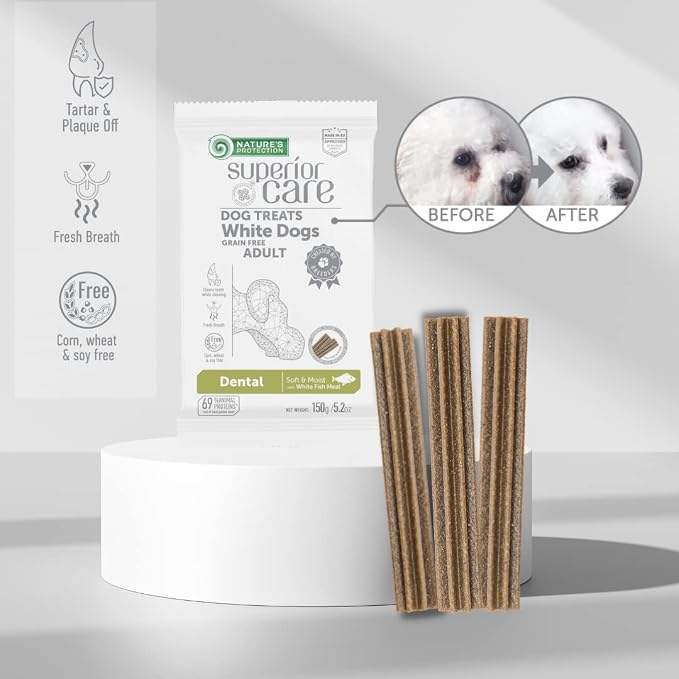 Nature's Protection Superior Care Dog Dental Sticks, White Fish 5X 5.2 oz