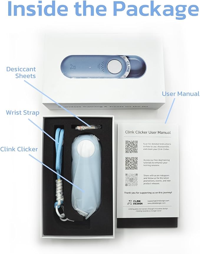 Clink Design Dog Training Clicker with Treat Storage, Blue