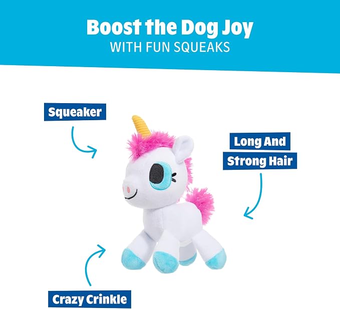 BarkBox Bob the Barking Unicorn Dog Toy - Toy for Small Dogs | Cryptid Plush Unicorn Toy with Squeaker and Crinkle