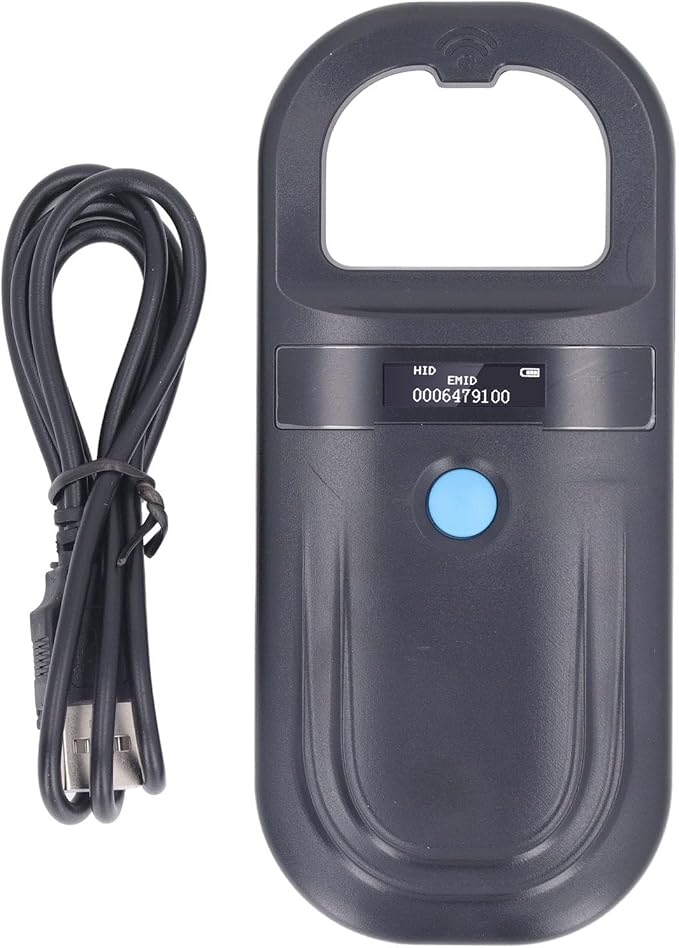 Animal ID Reader, 134.2KHz ISO11784 85 FDX B EMID Handheld Pet Tag Chip Scanner, USB Charging, Built in Buzzer, for Small Animal Management