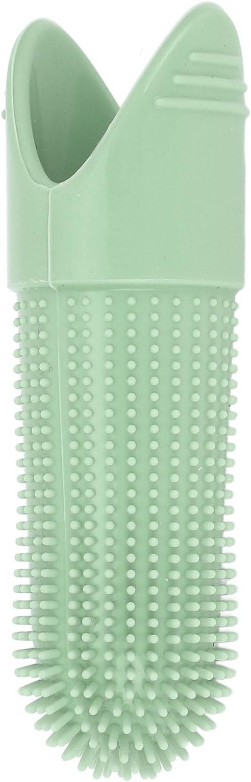TOPINCN Silicone Dog Finger Toothbrush 360 Degree Food Grade for Dogs Cats Care with Flexible Design for Oral Clean (Green)
