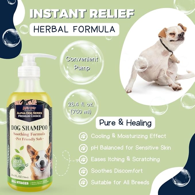 Grooming Natural Herbal Dog Shampoo, pH Balanced Shampoo for Dogs, Moisturizing Soothing Dog Shampoo for Sensitive Skin - 26.4 fl. oz.