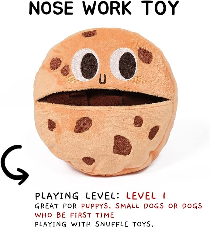 CHEWFFON Cookie Snuffle Dog Toy, Hide & Seek Treat Enrichment Game | 3 Rolling Snuffle Straps, Interactive Crinkle Sound, Nose Work Foraging Fun for Small Medium Dogs