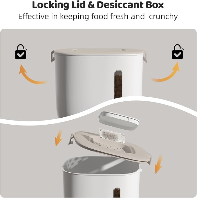 WiFi Automatic Cat Feeder and Water Fountain Set, App Control Pet Food Dispenser with 304 Stainless Steel Bowl, 3L/12 Cups Feeder & 2L Water Fountain Combo, 10s Voice, Secure Locking Lid, Dual Power