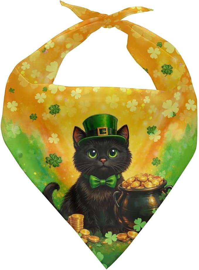 Forchrinse St Patrick's Day Dog Bandanas Triangle Dog Bib Scarf, One Size, Polyester