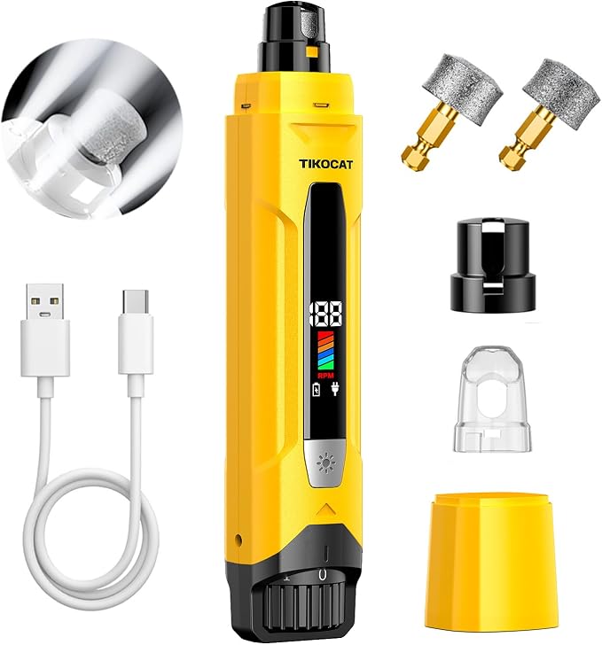 Whisper Quiet Dog Nail Grinder Kit, 6-Speed with 4 LED Lights for Dogs Cats & Sensitive Pets