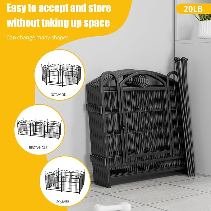 Dog Playpen 24in 8-Panel Metal Fence with Door