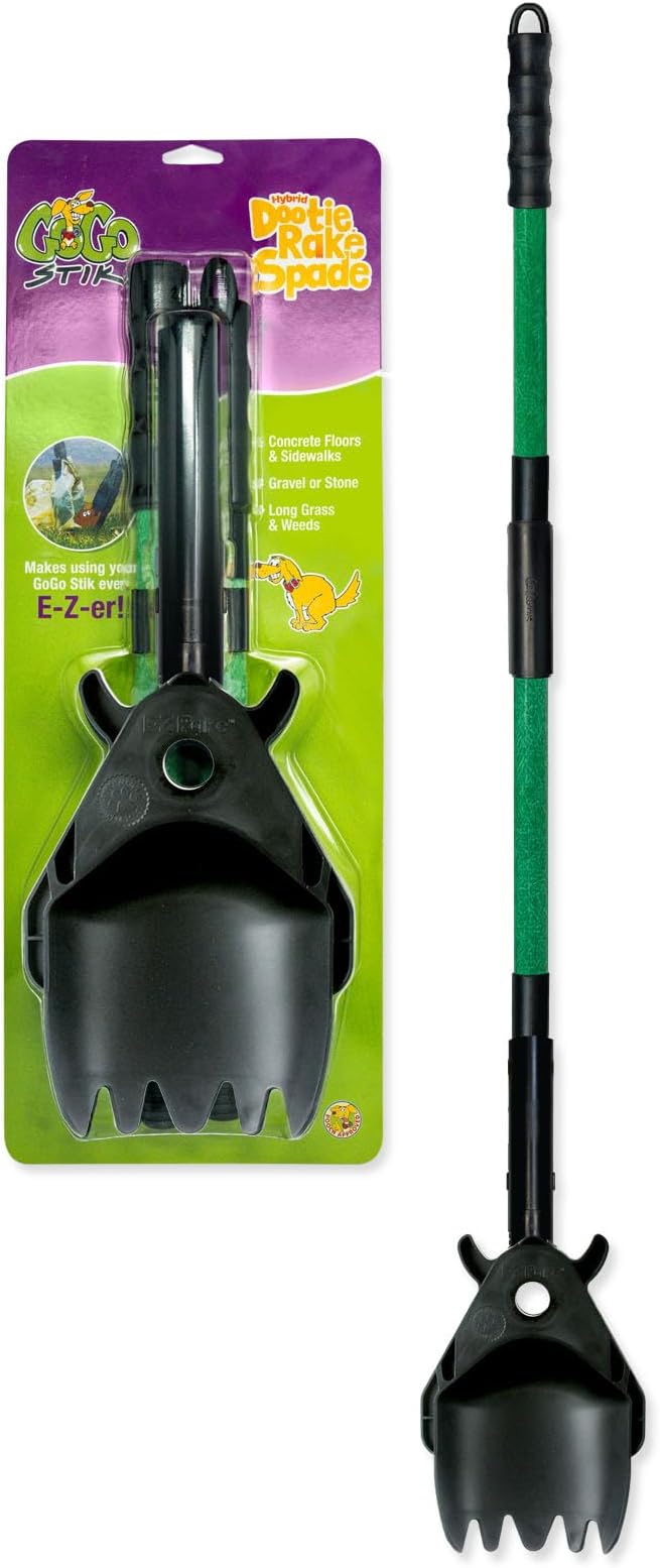 GoGo Stik Hybrid Dootie Rake-Spade. Accessory Pooper Scoopers. All Dog, Cat, and Pet Yard Waste Cleanup