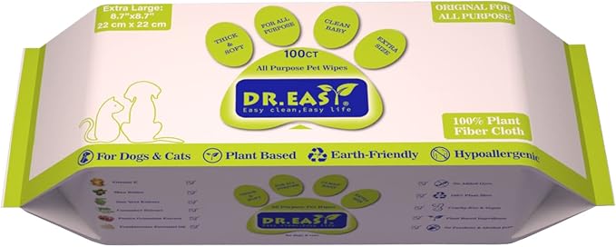 DR.EASY All Purpose Grooming Wipes, No Fragrance, 100 Count