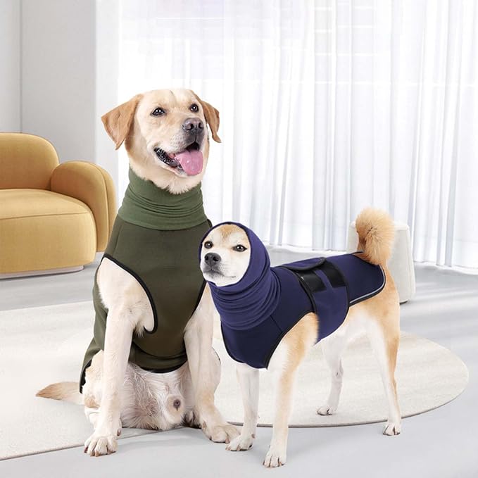 ROZKITCH Dog Anxiety Calming Hoodie, Soft Pet Jacket for Storms, Fireworks, Vet Visits, Breathable Anti-Anxiety Vest with Adjustable Fit NavyBlue M