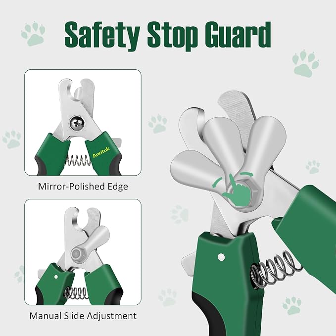 Ergonomic Dog Nail Clippers with Nail File, Green