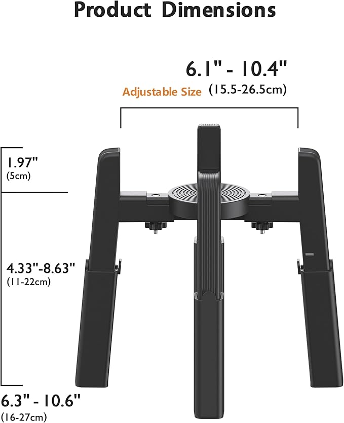 CZPET Dog Bowl Stand with Adjustable Height and Width [Stand Only], Elevated Pet Water & Food Feeder for Medium & Large Dogs, Stable and Anti-Slip Raied Bowl
