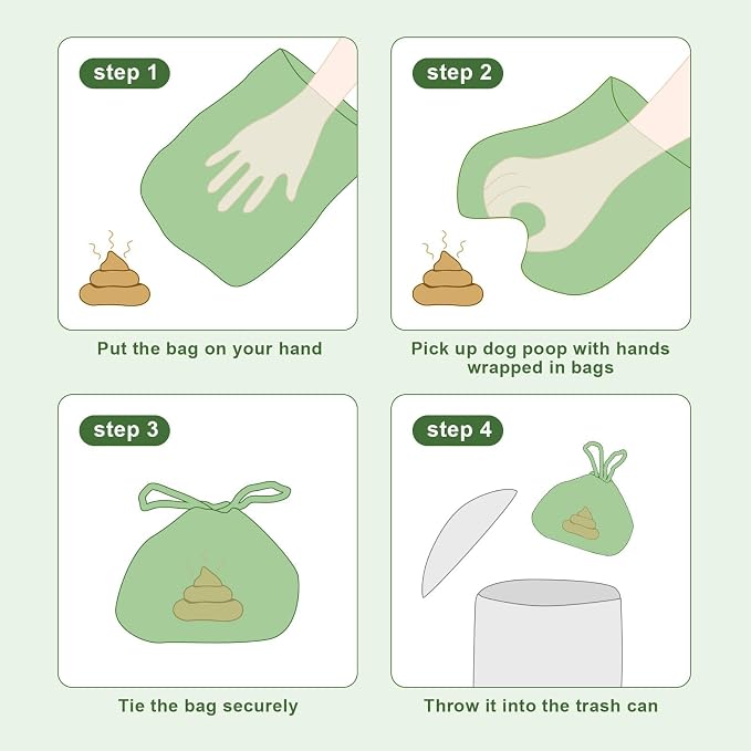 Dog Poop Bags with Handles 15 Rolls, 180 Counts Pine Scented Dog Waste Bags with Dispenser, Leak Proof and Extra Thick, Easy-Tie Pet Poop Bags with Holder for Dogs, Puppies, Cats, Kitten
