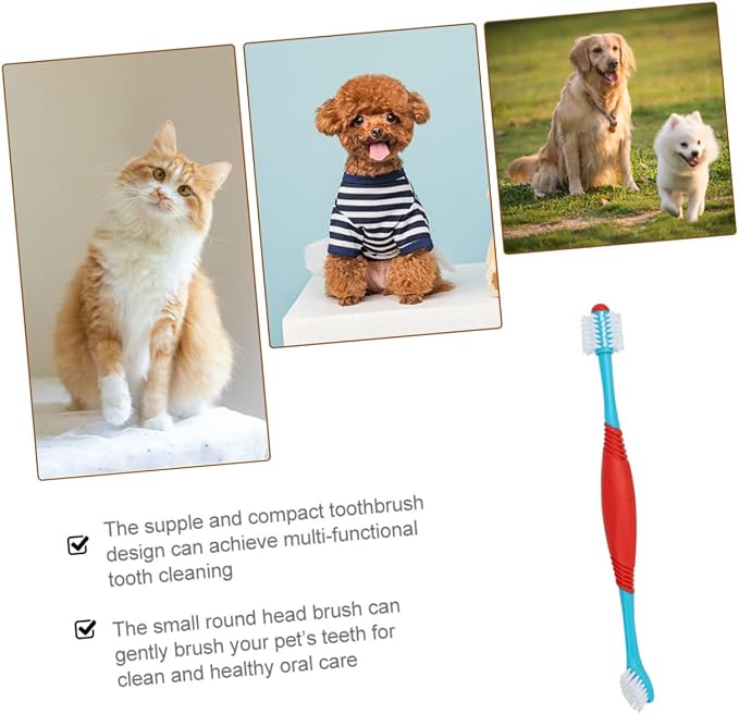 FRCOLOR 8pcs Double-Head Dog Toothbrush Pet Hair Cleaner Brush Soft-bristles Puppy Toothbrush