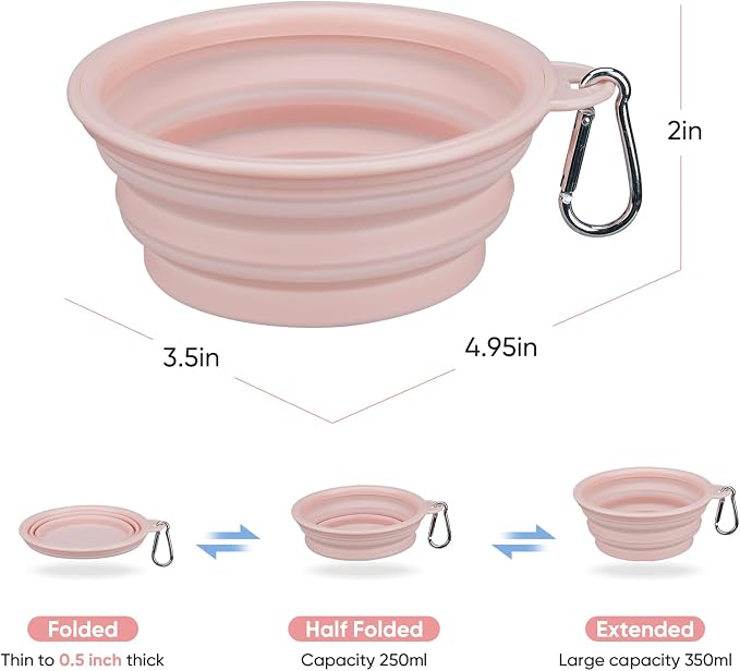 2-Pack Collapsible Dog Bowl, 12oz Silicone
