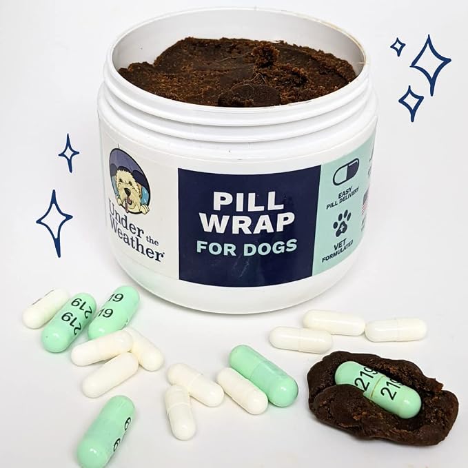 Under The Weather Pet Pill Wrap for Dogs | Pill Dough Natural Dog Treats Wraps | Easy Solution to Hide Medications, Vitamins, and Supplements Pills - Chicken Flavor - 4.94 oz
