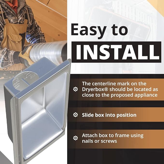 New Construction Dryer Box | Indoor Dryer Vent | Recessed Dryer Vent Box With Gas Port | Dryer Vent | Best Dryer Wall Vent Box Model 425 | Upward Dryer Vent | 2x6 wall