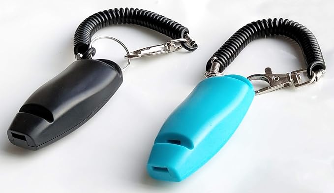 Pet Training Clicker Whistle with Wrist Strap, Black & Blue