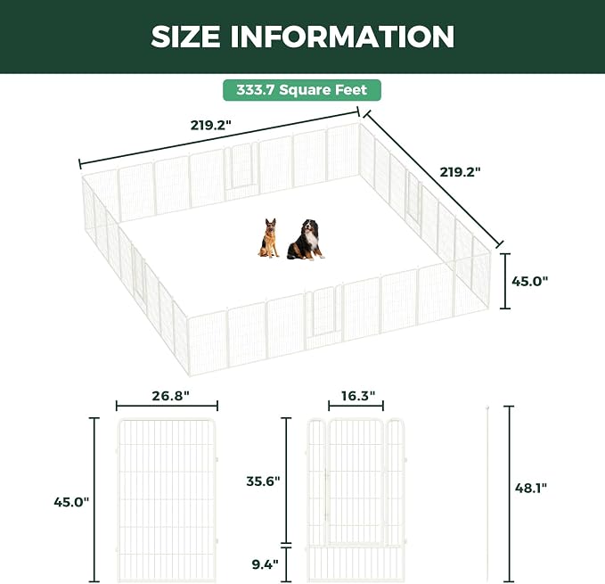 FXW Rollick Unleashed Dog Playpen, 45in, 32 Panels, Large, White