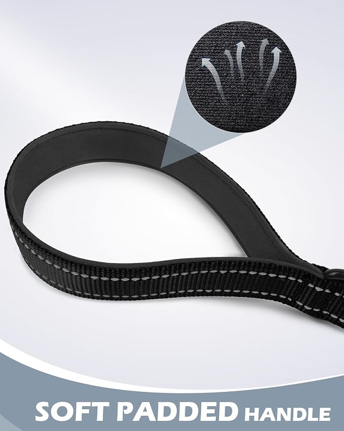 Joytale Short Dog Leash for Close Control & Training, 18", Black | Padded Comfort Handle, Reinforced Nylon Webbing, Secure Metal Clip, for Busy Streets & Heel Training