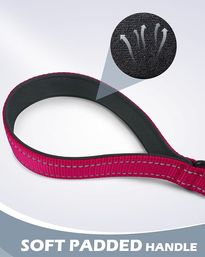 Joytale Short Dog Leash for Close Control & Training, 12", Hot Pink | Padded Comfort Handle, Reinforced Nylon Webbing, Secure Metal Clip, for Busy Streets & Heel Training