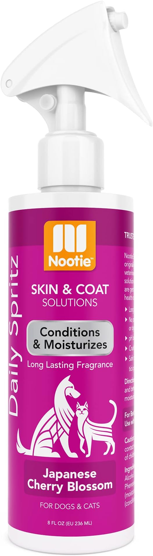 Nootie Japanese Cherry Blossom Spritz for Dogs & Cats, Long-Lasting | 8oz, conditions & moisturizes fur, spray-in formula, no rinse needed