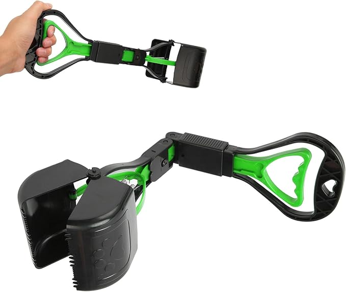 Long Handle Pooper Scooper Large Dog Portable Outdoor Waste Cleaner (Green) | Durable portable poo scoop with extended handle, convenient for outdoor dog poop cleaning and daily pet sanitation