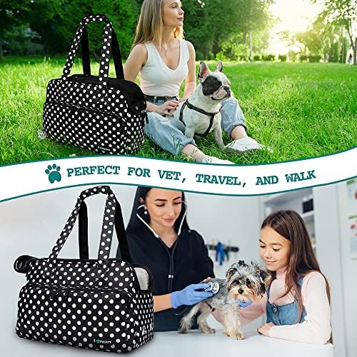 PetAmi Small Dog Purse Carrier, Airline Approved, Soft-Sided Tote, Polka Dot
