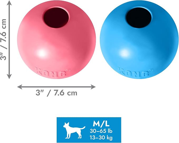 KONG Puppy Ball with Hole, Teething Toy, Medium/Large Puppies, Random Color | Soft & Durable Activity Ball That Supports Healthy Exercise, Interactive Play & Natural Teething for Puppies