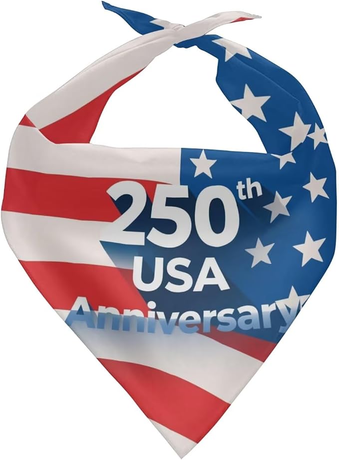 Jeiento 250th USA Anniversary Dog Bandana American Flag Dogs Bandana for Pet Puppy Kitten, One Size