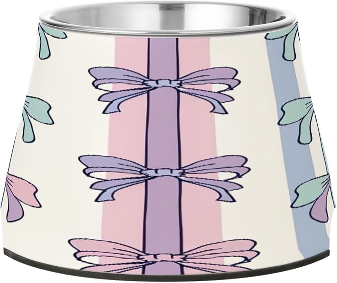 YETTASBIN Bow Elevated Dog Bowls, Prevention of Vertebrae Disease Raised Dog & Cat Bowl Stand with Removable Stainless Steel Bowls, Non-Slip Spill-Proof Pet Food & Water Bowl Dish