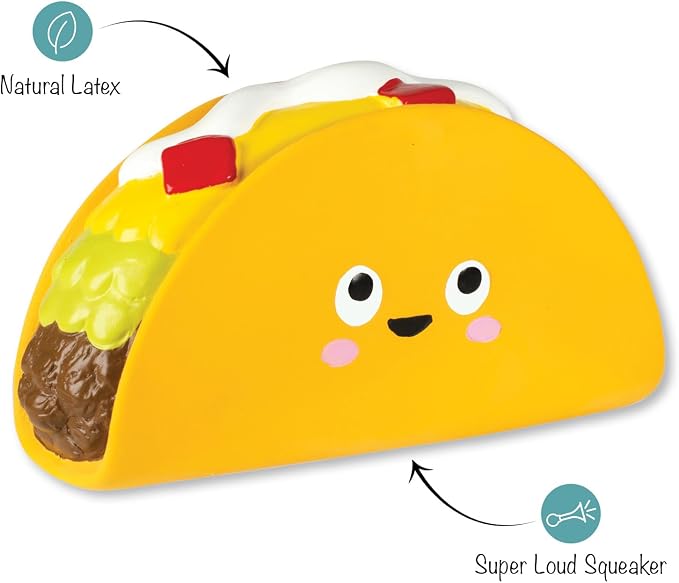 Fringe Studio WHATCHU Taco ‘Bout Latex Dog Toy, Pet Shop Collection (366020)