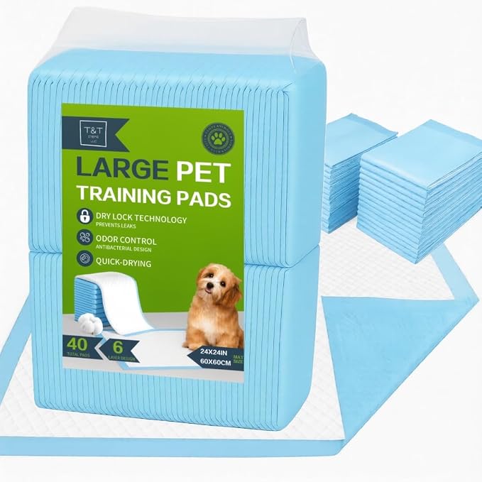 Super Absorbent Pee Pads, 23x23, 6-Layer, Leak Proof, 40 Count, Travel Pack