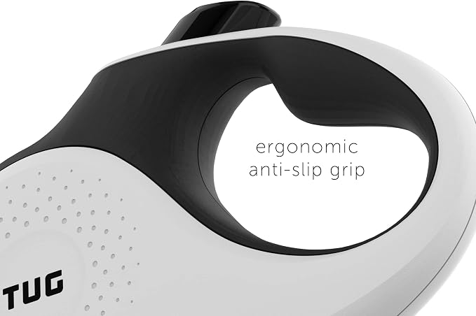TUG XL Retractable Dog Leash, 26 ft (Extra Large, White) | 360° Tangle-Free Retraction, 26 ft Tape, Quick Thumb Lock, Anti-Slip Handle, For Dogs Under 110 lbs