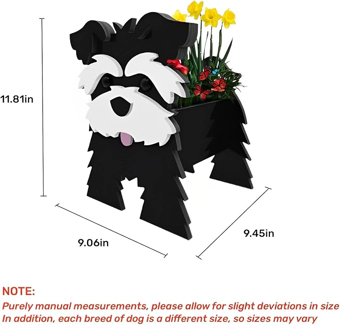 Black Schnauzers Dog Planter Pots, Animal Shaped Flower Pot