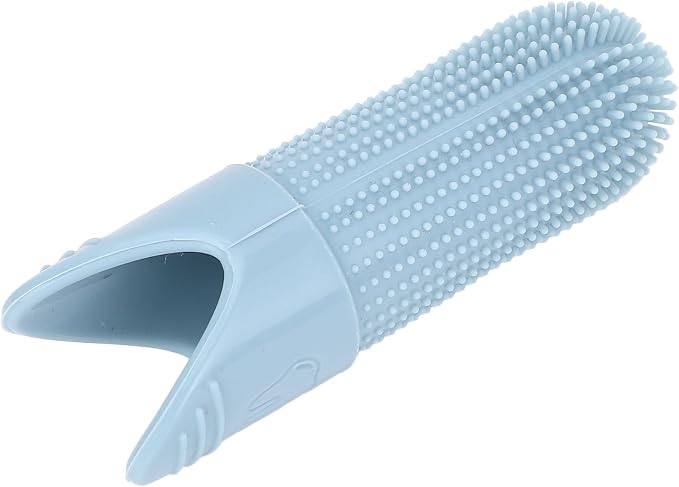 Haofy 4 Pack Dog Toothbrush, 360°Cleaning Finger Brush for Dogs Teeth, Food Grade Silicone Pet Toothbrush Fits Most Fingers, Puppy Toothbrush for Dog Training Period (Blue)