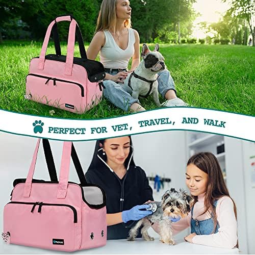 PetAmi Small Dog Purse Carrier, Airline Approved, Soft-Sided Tote, Pink