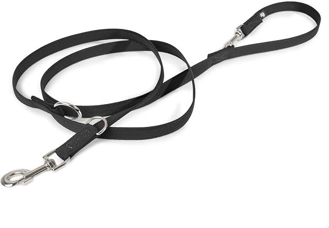 Color & Gray Adjustable Super-Grip Leash, 0.79 in x 7.2 ft, Black-Gray