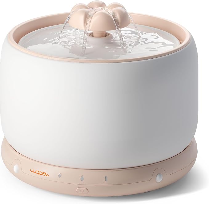 WOPET Wireless Cat Water Fountain, Cordless Ceramic Pet Water Fountain with 5000mAh Rechargeable Battery, 3L/101oz Premium Cat Water Dispenser for Cats & Small Dogs,Ultra Quiet & Triple Filtration