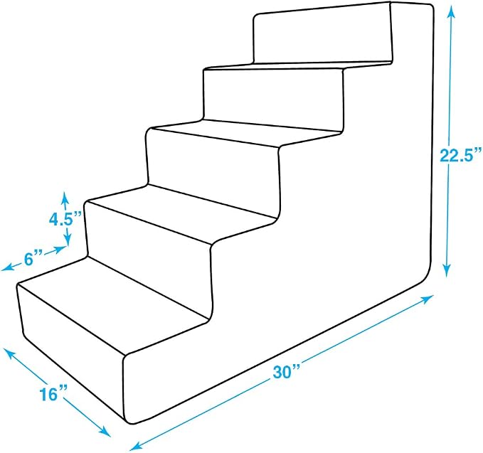 Best Pet Supplies Dog Stairs & Steps - Foam Steps for Small Dogs & Cats, Non-Slip Indoor Balanced Pet Step Support, Dog Ramp, No Assembly, Ivory, 5-Step (22.5-inch Height)