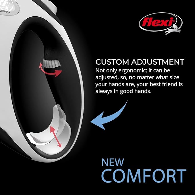 FLEXI® Comfort Tape Retractable Dog Leash, Small, 16 ft - Grey/Black | German engineered, original flexi leash, durable quality for dogs up to 33 lbs, tangle-free, walking, reliable brake system