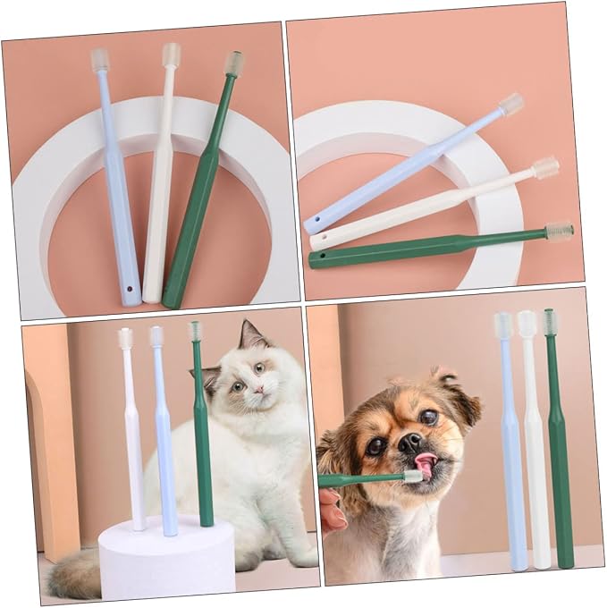 BESPORTBLE 4pcs Pet Toothbrush for Dog Cat Oral Care Lightweight Ergonomic Bristles for Comfortable Cleaning Includes Brushes